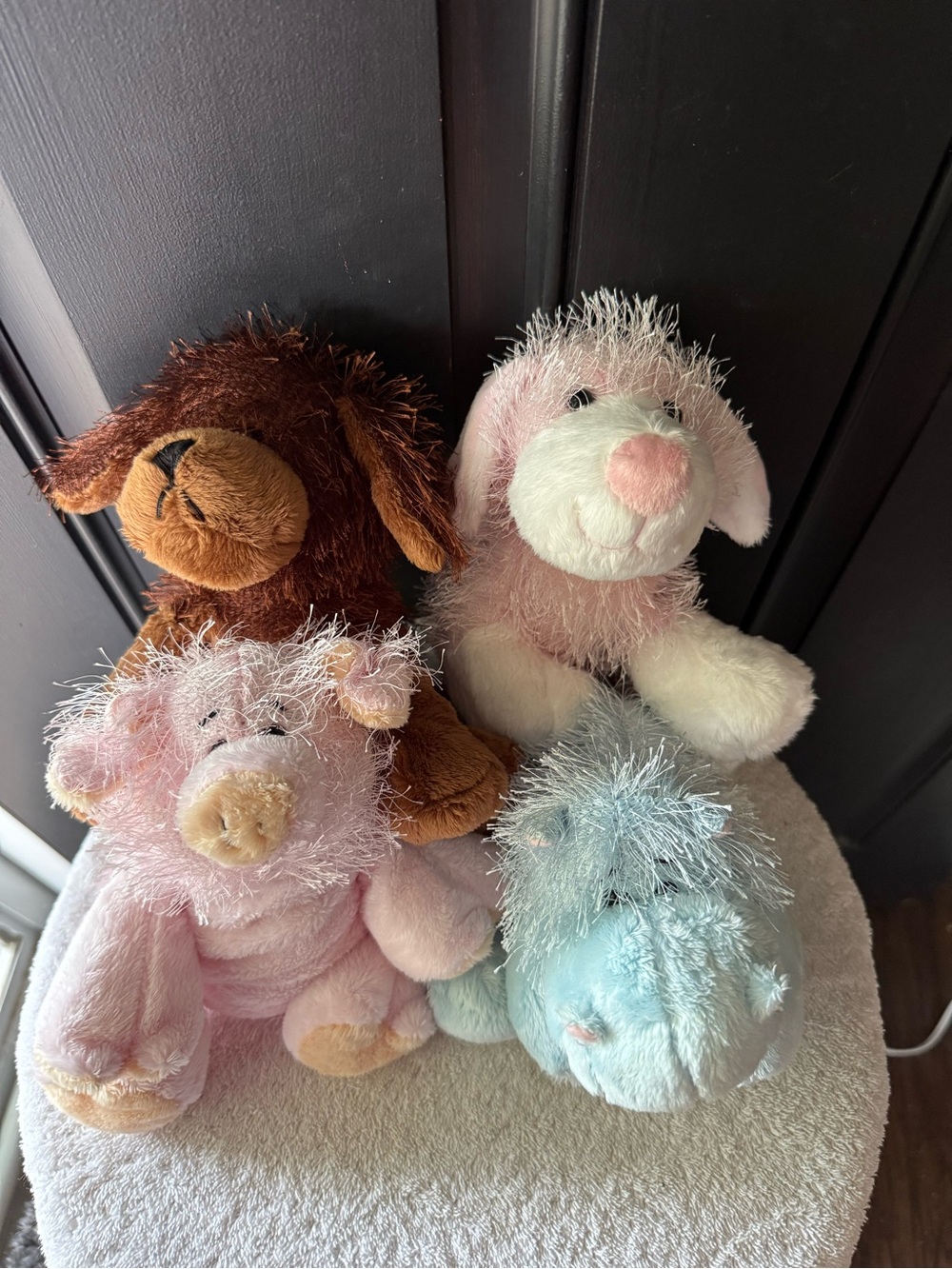 Lot of 4 Ganz Webkins Plush Brown Dog, Pink Dod, Pink Pig, and Blue Hippo
